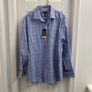 Tasso Elba Light Blue Plaid Dress Shirt